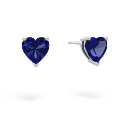 Lab Sapphire 6Mm Heart Stud 14K White Gold earrings E1862