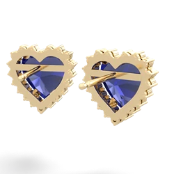 Lab Sapphire Sparkling Halo Heart 14K Yellow Gold earrings E0391