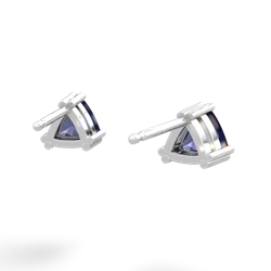 Lab Sapphire 5Mm Trillion Stud 14K White Gold earrings E1858