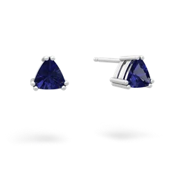 Lab Sapphire 5Mm Trillion Stud 14K White Gold earrings E1858