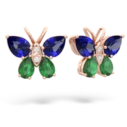 Lab Sapphire Butterfly 14K Rose Gold earrings E2215