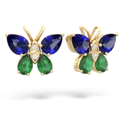 Lab Sapphire Butterfly 14K Yellow Gold earrings E2215