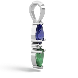 Lab Sapphire Bowtie Drop 14K White Gold pendant P0865