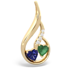 Lab Sapphire Keepsake Curves 14K Yellow Gold pendant P5450