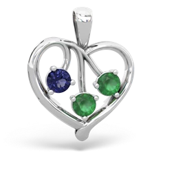 Lab Sapphire Glowing Heart 14K White Gold pendant P2233