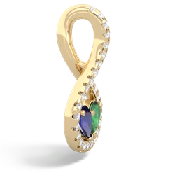 Lab Sapphire Pave Twist 'One Heart' 14K Yellow Gold pendant P5360