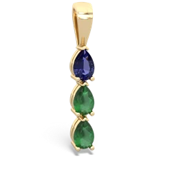 Lab Sapphire Dew Drops 14K Yellow Gold pendant P2251