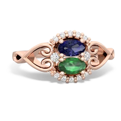 Lab Sapphire Love Nest 14K Rose Gold ring R5860