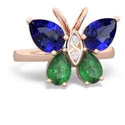 Lab Sapphire Butterfly 14K Rose Gold ring R2215