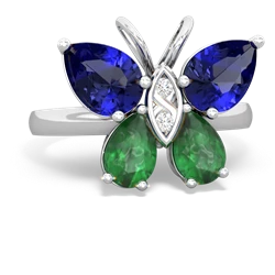 Lab Sapphire Butterfly 14K White Gold ring R2215