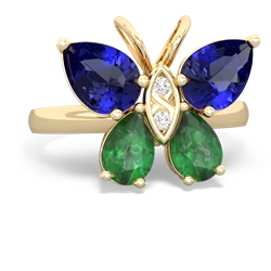 Lab Sapphire Butterfly 14K Yellow Gold ring R2215