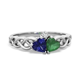 Lab Sapphire Heart To Heart Braid 14K White Gold ring R5870