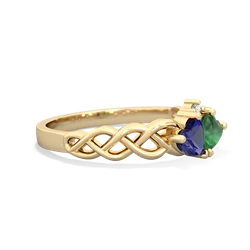 Lab Sapphire Heart To Heart Braid 14K Yellow Gold ring R5870