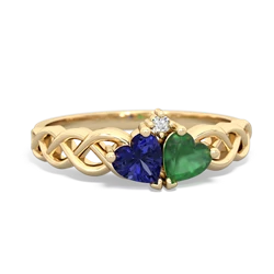 Lab Sapphire Heart To Heart Braid 14K Yellow Gold ring R5870