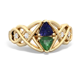 Lab Sapphire Keepsake Celtic Knot 14K Yellow Gold ring R5300