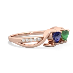 Lab Sapphire Side By Side 14K Rose Gold ring R3090