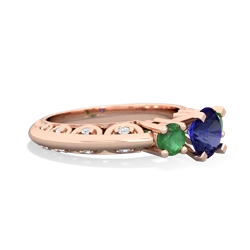 Lab Sapphire Art Deco Eternal Embrace Engagement 14K Rose Gold ring C2003