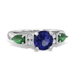 Lab Sapphire 6Mm Round Eternal Embrace Engagement 14K White Gold ring R2005