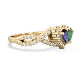 Lab Sapphire Diamond Twist 'One Heart' 14K Yellow Gold ring R2640HRT