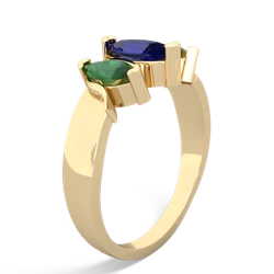 Lab Sapphire Three Peeks 14K Yellow Gold ring R2433