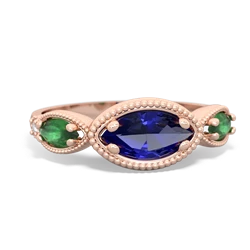 Lab Sapphire Milgrain Marquise 14K Rose Gold ring R5700