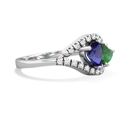 Lab Sapphire Mother And Child 14K White Gold ring R3010