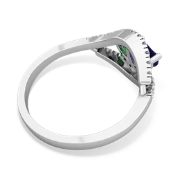 Lab Sapphire Mother And Child 14K White Gold ring R3010