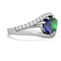 Lab Sapphire Nestled Heart Keepsake 14K White Gold ring R5650