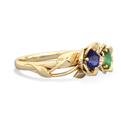 Lab Sapphire Rose Garden 14K Yellow Gold ring R5510