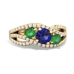 Lab Sapphire Three Stone Aurora 14K Yellow Gold ring R3080