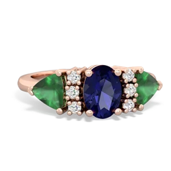 Lab Sapphire Antique Style Three Stone 14K Rose Gold ring R2186