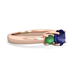 Lab Sapphire Three Stone Round Trellis 14K Rose Gold ring R4018