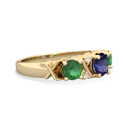 Lab Sapphire Hugs And Kisses 14K Yellow Gold ring R5016