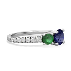 Lab Sapphire Pave Trellis 14K White Gold ring R5500