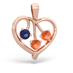 Lab Sapphire Glowing Heart 14K Rose Gold pendant P2233