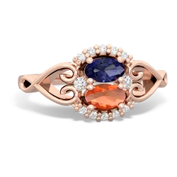 Lab Sapphire Love Nest 14K Rose Gold ring R5860