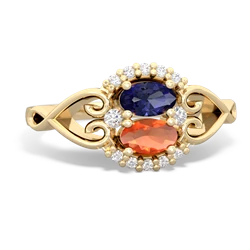 Lab Sapphire Love Nest 14K Yellow Gold ring R5860