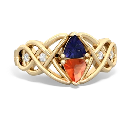 Lab Sapphire Keepsake Celtic Knot 14K Yellow Gold ring R5300