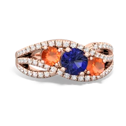 Lab Sapphire Three Stone Aurora 14K Rose Gold ring R3080