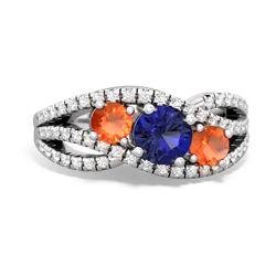 Lab Sapphire Three Stone Aurora 14K White Gold ring R3080