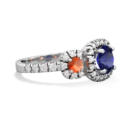 Lab Sapphire Regal Halo 14K White Gold ring R5350