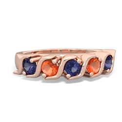 Lab Sapphire Anniversary Band 14K Rose Gold ring R2089