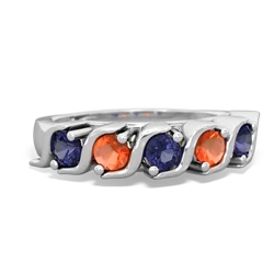 Lab Sapphire Anniversary Band 14K White Gold ring R2089