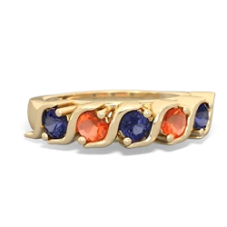 Lab Sapphire Anniversary Band 14K Yellow Gold ring R2089