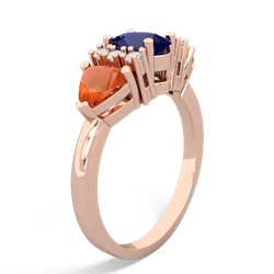 Lab Sapphire Antique Style Three Stone 14K Rose Gold ring R2186