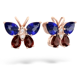 Lab Sapphire Butterfly 14K Rose Gold earrings E2215