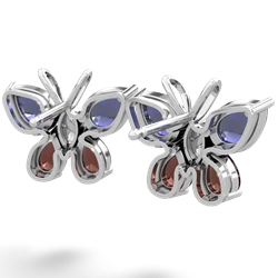 Lab Sapphire Butterfly 14K White Gold earrings E2215