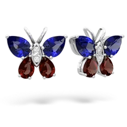 Lab Sapphire Butterfly 14K White Gold earrings E2215