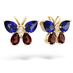 Lab Sapphire Butterfly 14K Yellow Gold earrings E2215