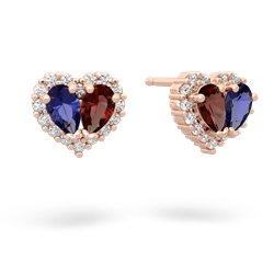 Lab Sapphire Halo 14K Rose Gold earrings E7008